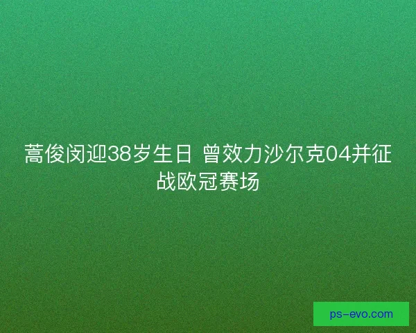 蒿俊闵迎38岁生日 曾效力沙尔克04并征战欧冠赛场 蒿俊闵迎38岁生日 曾效力沙尔克04并征战欧冠赛场