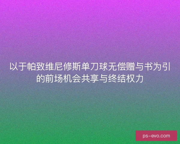 以于帕致维尼修斯单刀球无偿赠与书为引的前场机会共享与终结权力
